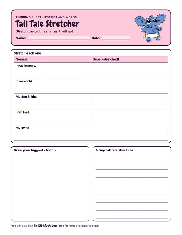 Preview of the Tall Tale Stretcher thinking sheet