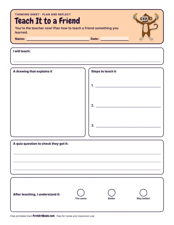 Preview of the Teach It to a Friend thinking sheet
