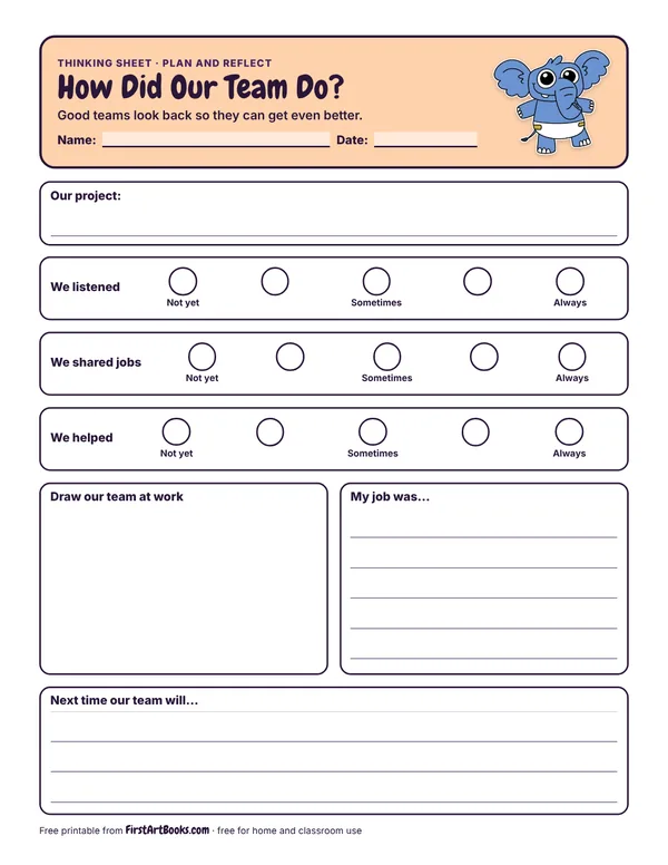 How Did Our Team Do? thinking sheet