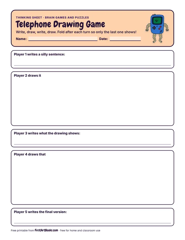 Preview of the Telephone Drawing Game thinking sheet