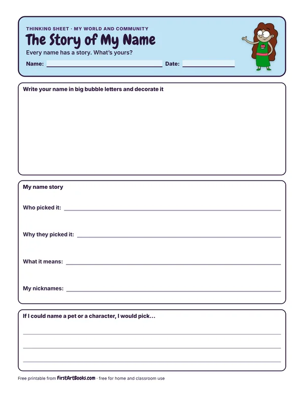 Preview of the The Story of My Name thinking sheet