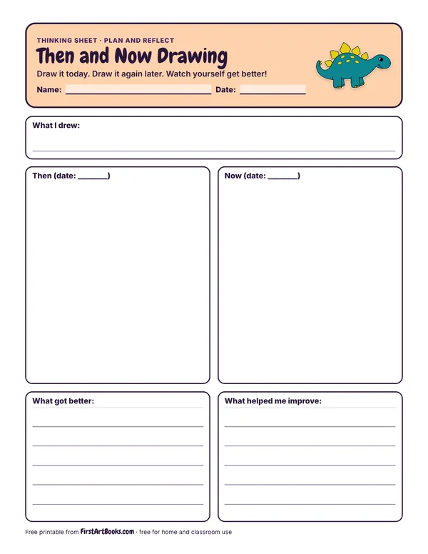 Then and Now Drawing thinking sheet