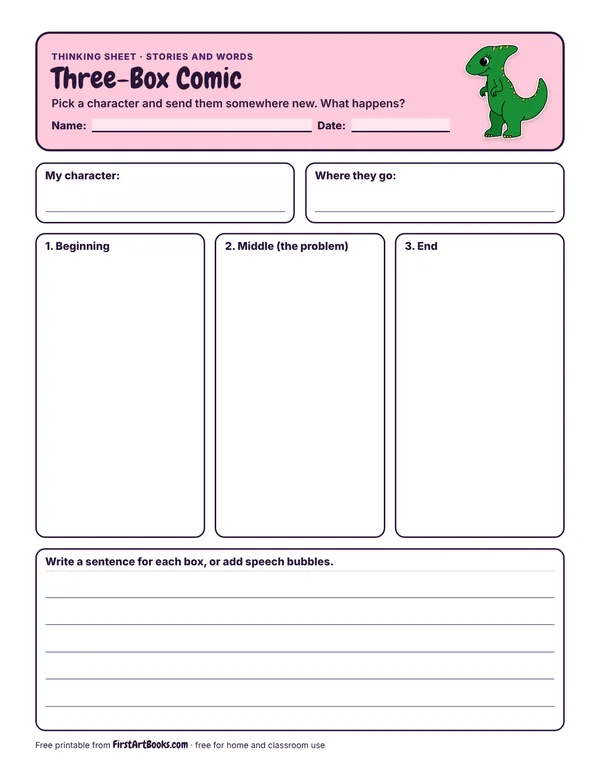Three-Box Comic thinking sheet
