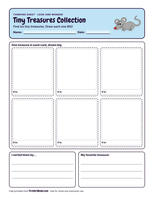 Preview of the Tiny Treasures Collection thinking sheet