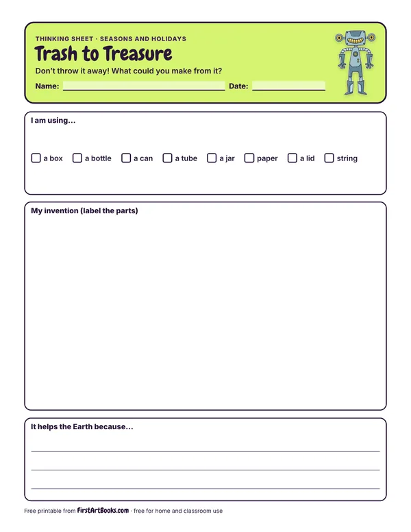 Preview of the Trash to Treasure thinking sheet