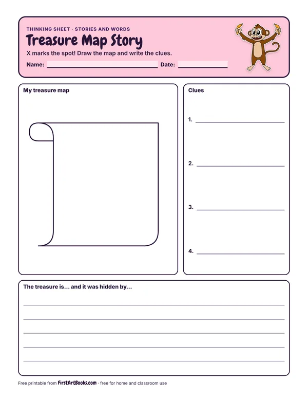 Preview of the Treasure Map Story thinking sheet