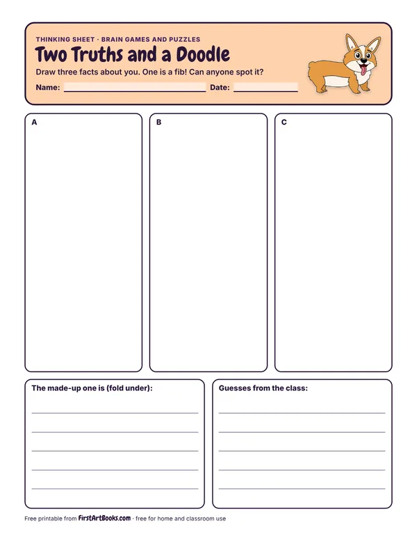 Preview of the Two Truths and a Doodle thinking sheet