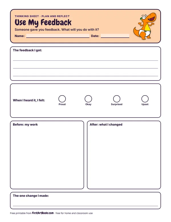 Preview of the Use My Feedback thinking sheet