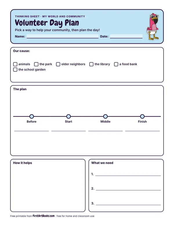 Preview of the Volunteer Day Plan thinking sheet