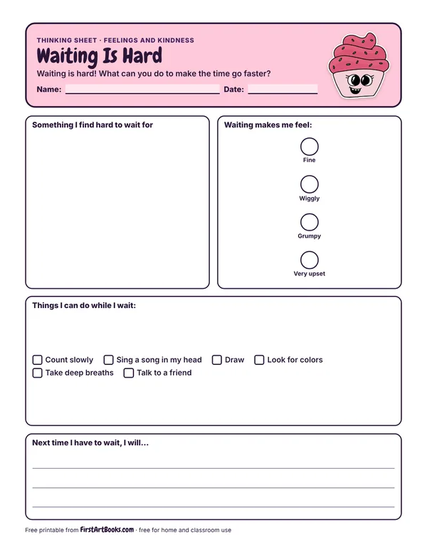 Preview of the Waiting Is Hard thinking sheet