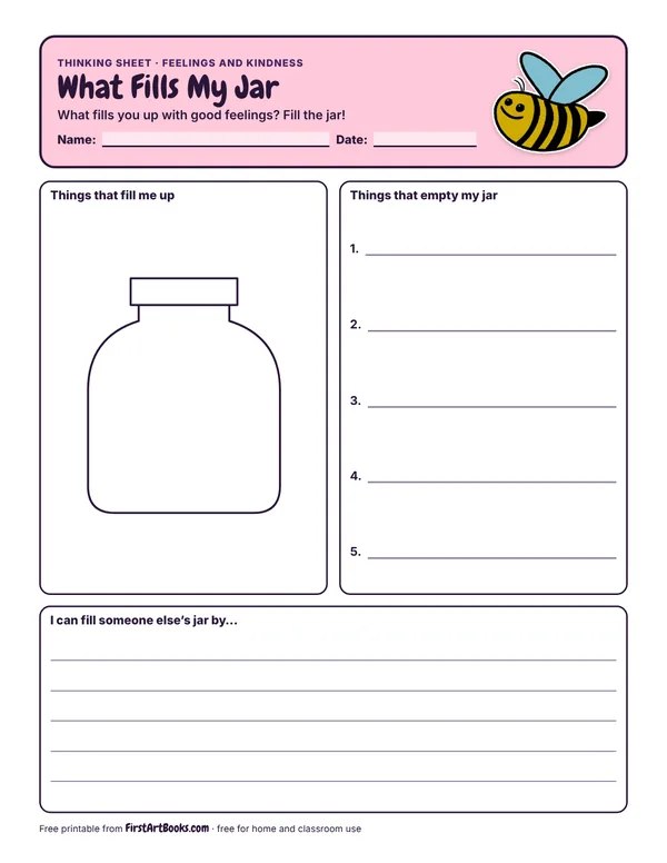 Preview of the What Fills My Jar thinking sheet
