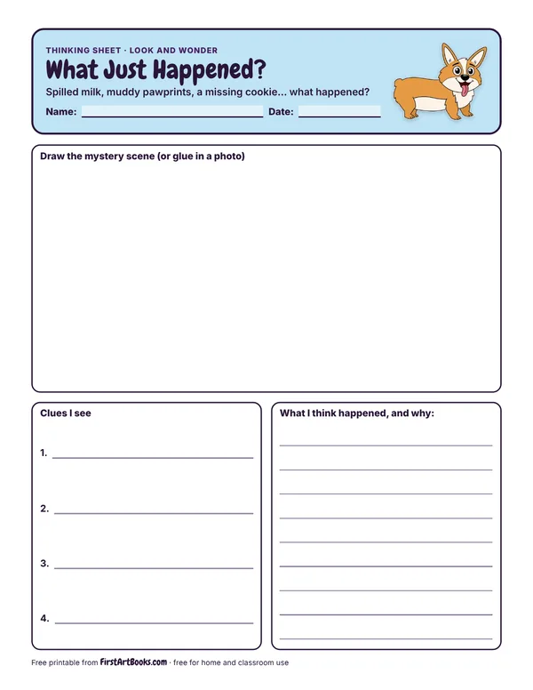 Preview of the What Just Happened? thinking sheet