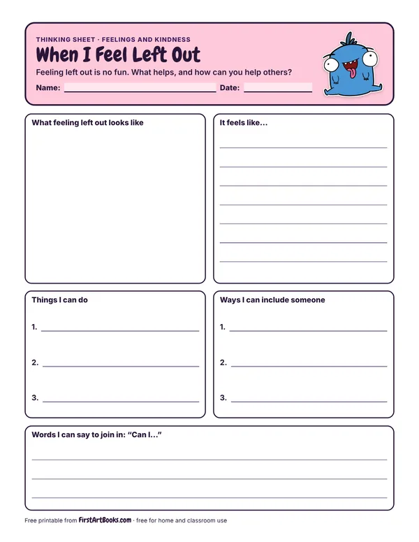 Preview of the When I Feel Left Out thinking sheet