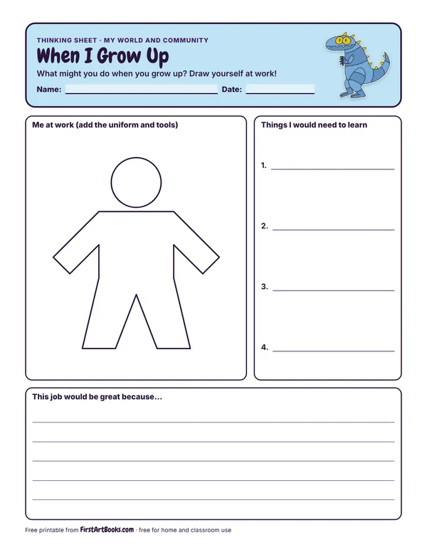When I Grow Up thinking sheet