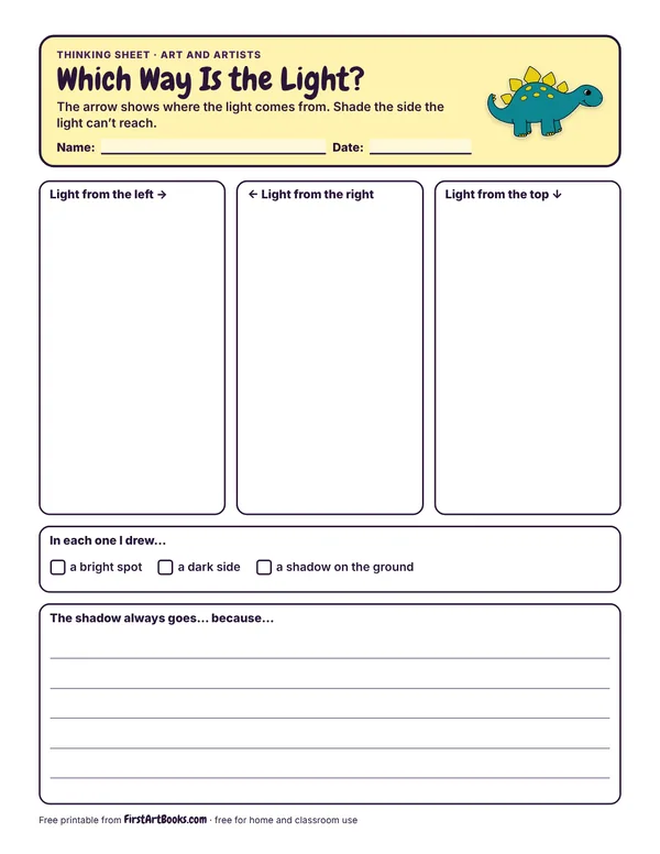 Preview of the Which Way Is the Light? thinking sheet
