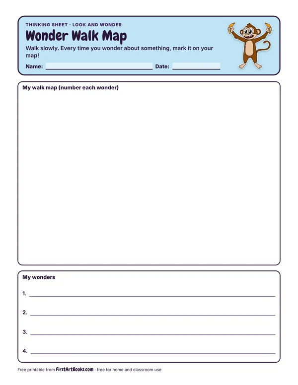 Preview of the Wonder Walk Map thinking sheet