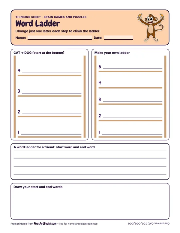 Preview of the Word Ladder thinking sheet