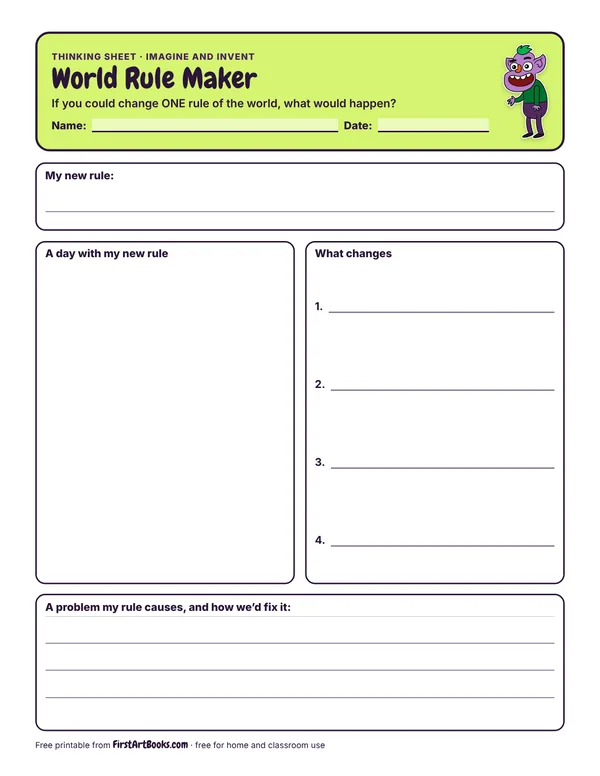 Preview of the World Rule Maker thinking sheet