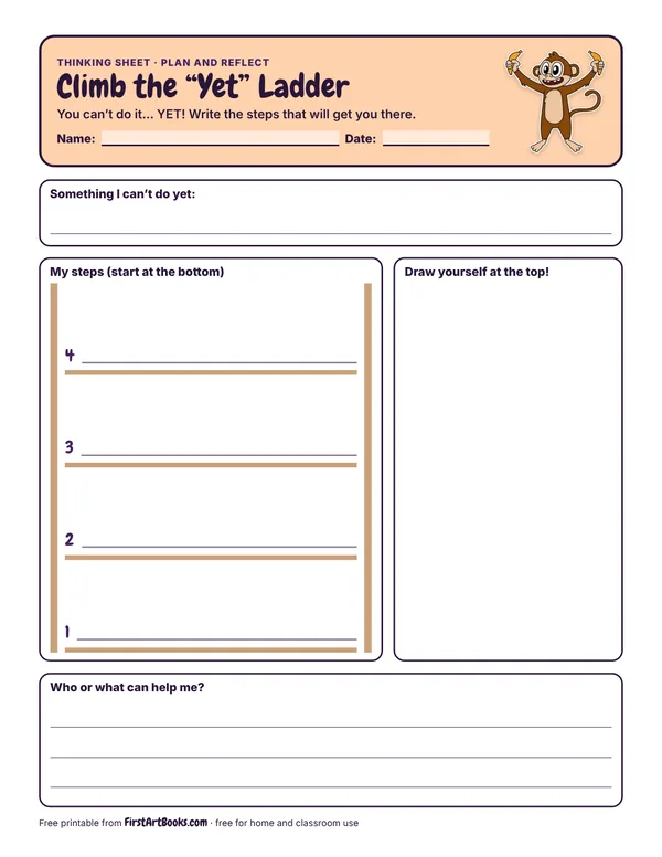 Climb the “Yet” Ladder thinking sheet