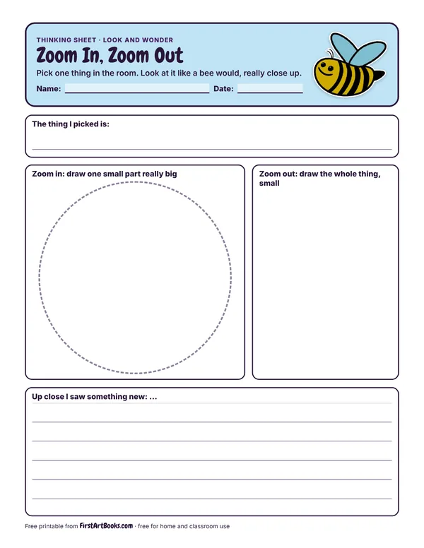 Zoom In, Zoom Out thinking sheet