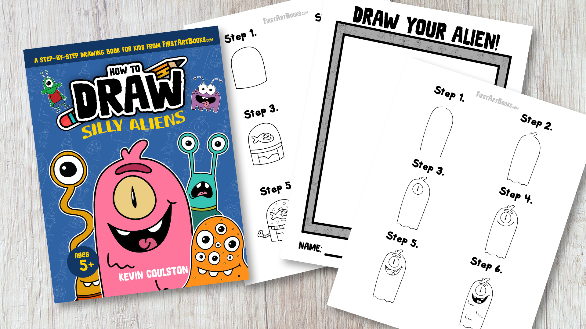 How to Draw: Silly Aliens Book Cover and Pages