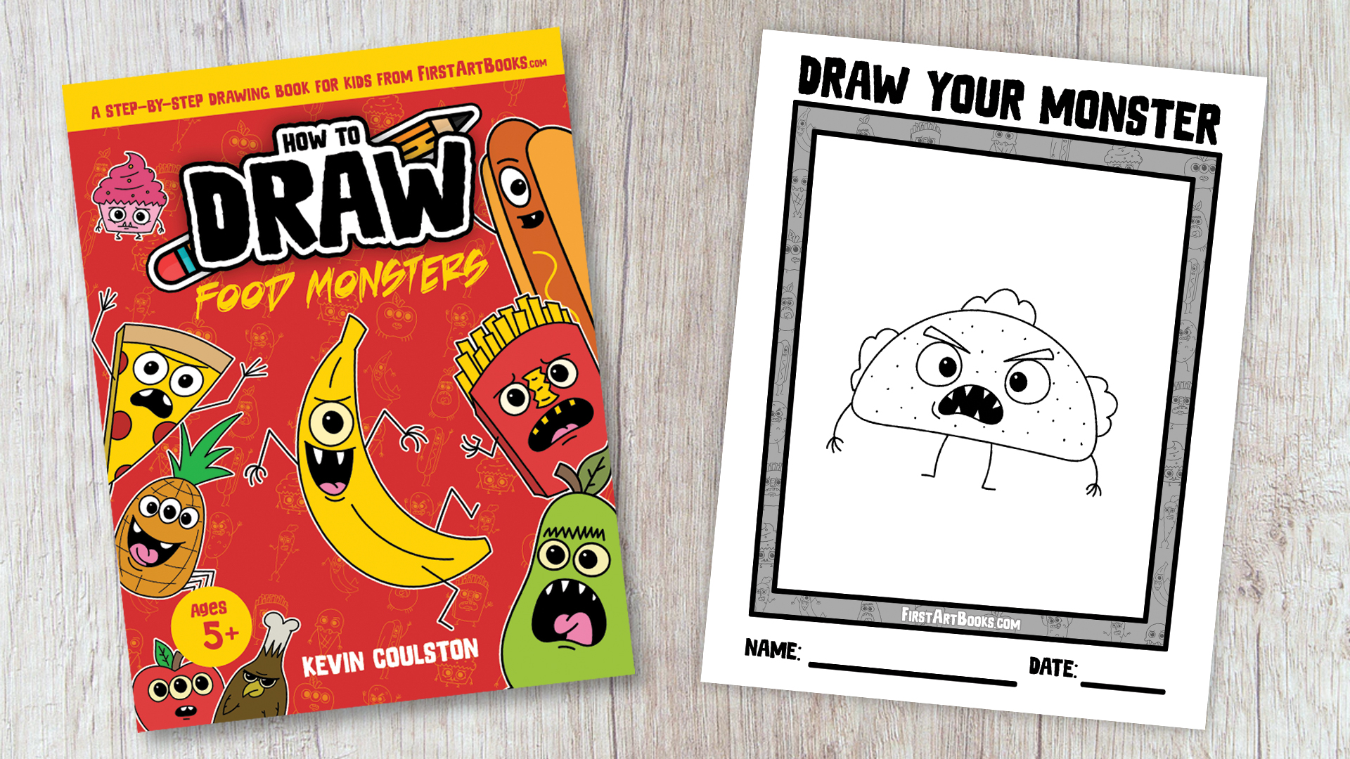 How to Draw: Food Monsters Book Cover and Drawing Page