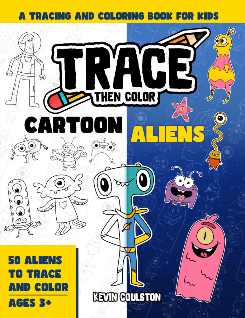 Trace Then Color: Cartoon Aliens