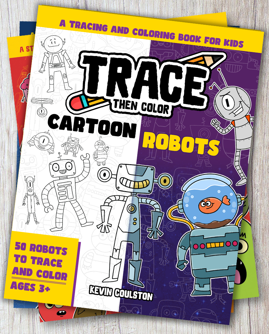 Trace Then Color This Cartoon Robot - A Free Kid's Activity Page