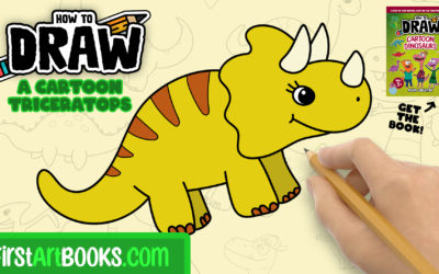 How to Draw A Cute Cartoon Triceratops Dinosaur – A Video Drawing Tutorial