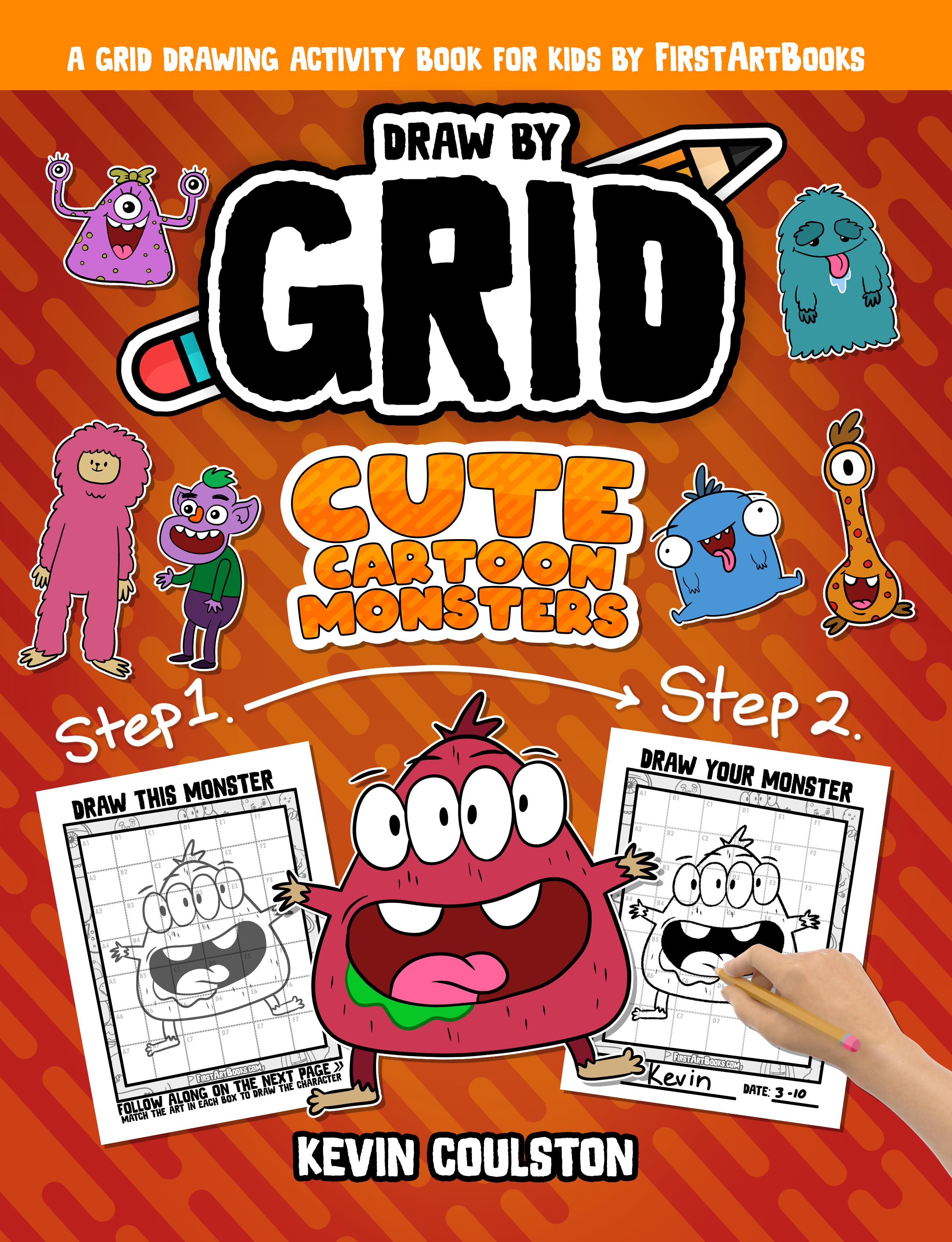 Draw by Grid: Cute Cartoon Monsters by Kevin Coulston Book Cover