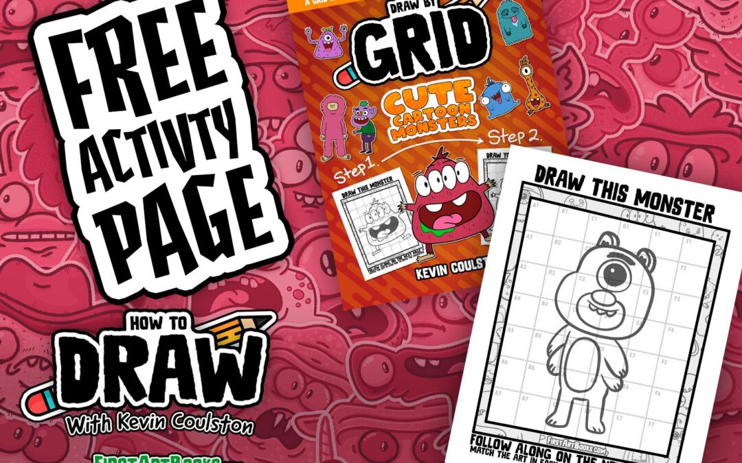 Free Activity Page: Cyclops Teddy Bear Monster Grid Drawing Exercise – Fun Art Worksheet