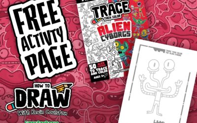 Free Activity Page: Trace Then Color an Alien Cyborg | Alien Robot Coloring Page For Kids | Fun for All-Ages