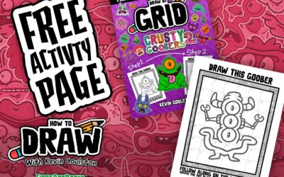 Free Activity Page: A 3-Eyed 2-Horned Goober on a Grid | Grid Drawing Book for Kids | From Draw by Grid: Crusty Goobers 2