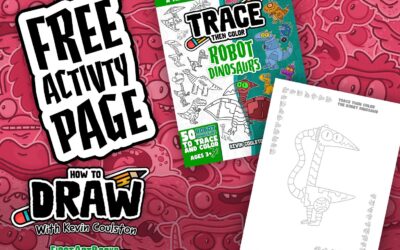 Free Activity Page: A Robot Dinosaur Coloring Page from Trace Then Color: Robot Dinosaurs | Ages 3+ Tracing and Coloring