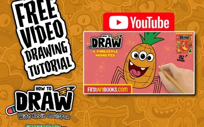 Video Drawing Tutorial: How to Draw A Pineapple Monster Easily in 7 Minutes | Beginner All-Ages Art Activity | Food Monsters Drawing Book