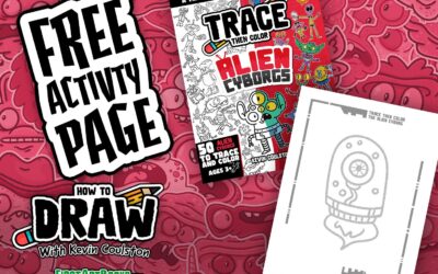 Free Activity Page: Cyborg Coloring Page | Trace Then Color A Floating Alien Eyeball | All-Ages Art Activity