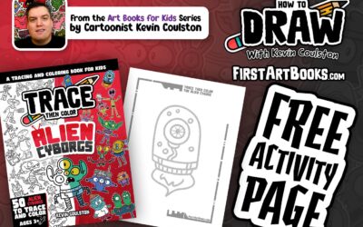 Free Activity Page: Cyborg Coloring Page | Trace Then Color A Floating Alien Eyeball | All-Ages Art Activity