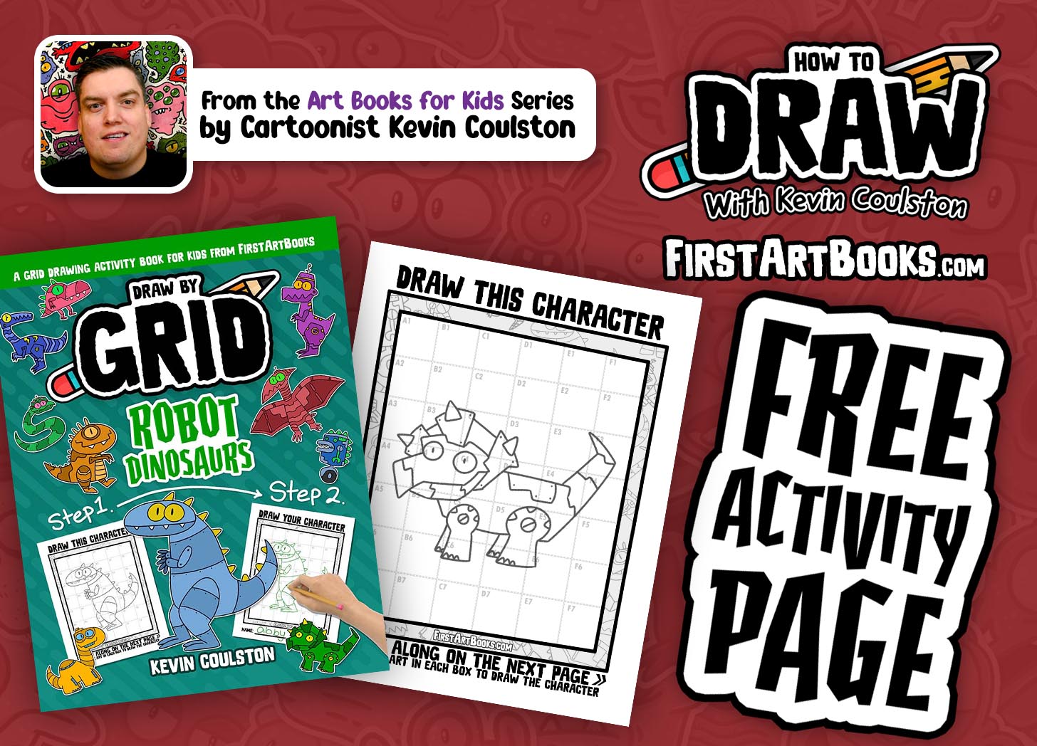 Free Activity Page: How to Draw a Robot Triceratops by Grid | Easy-to-Follow Drawing Worksheet | Art for Kids