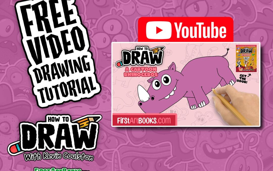 Video Drawing Tutorial: How to Draw a Rhino | Cute Cartoon Animals | Step-by-Step Drawing | Art Activity for Kids