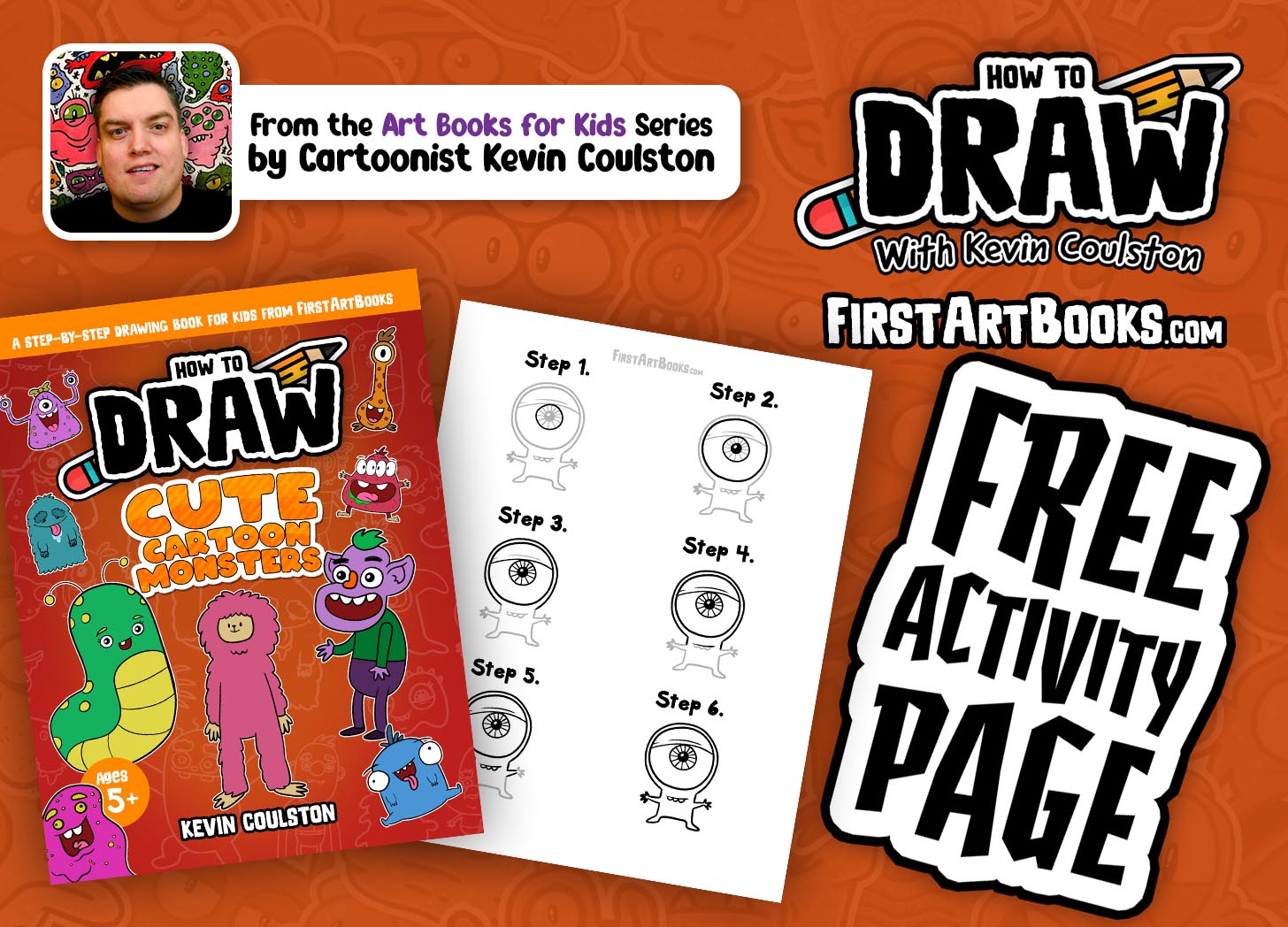 Free Activity Page: How to Draw an Eyeball Monster | A Step-by-Step Drawing Tutorial for Kids | Cute Cartoon Monsters