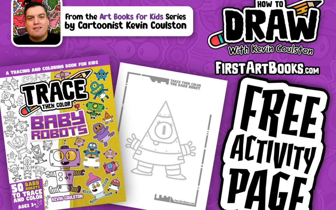 Free Baby Robot Coloring Page | From Trace Then Color: Baby Robots | A Tracing and Coloring Book for Kids