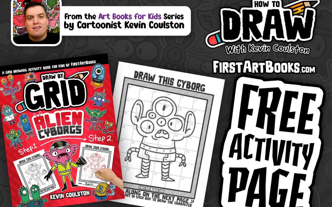 Free Activity Page: Learn to Draw a 5-Eyed Alien Cyborg | Grid Drawing for All-Ages | Sci-Fi Art for Kids