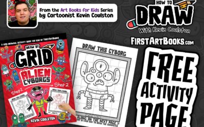Free Activity Page: Learn to Draw a 5-Eyed Alien Cyborg | Grid Drawing for All-Ages | Sci-Fi Art for Kids