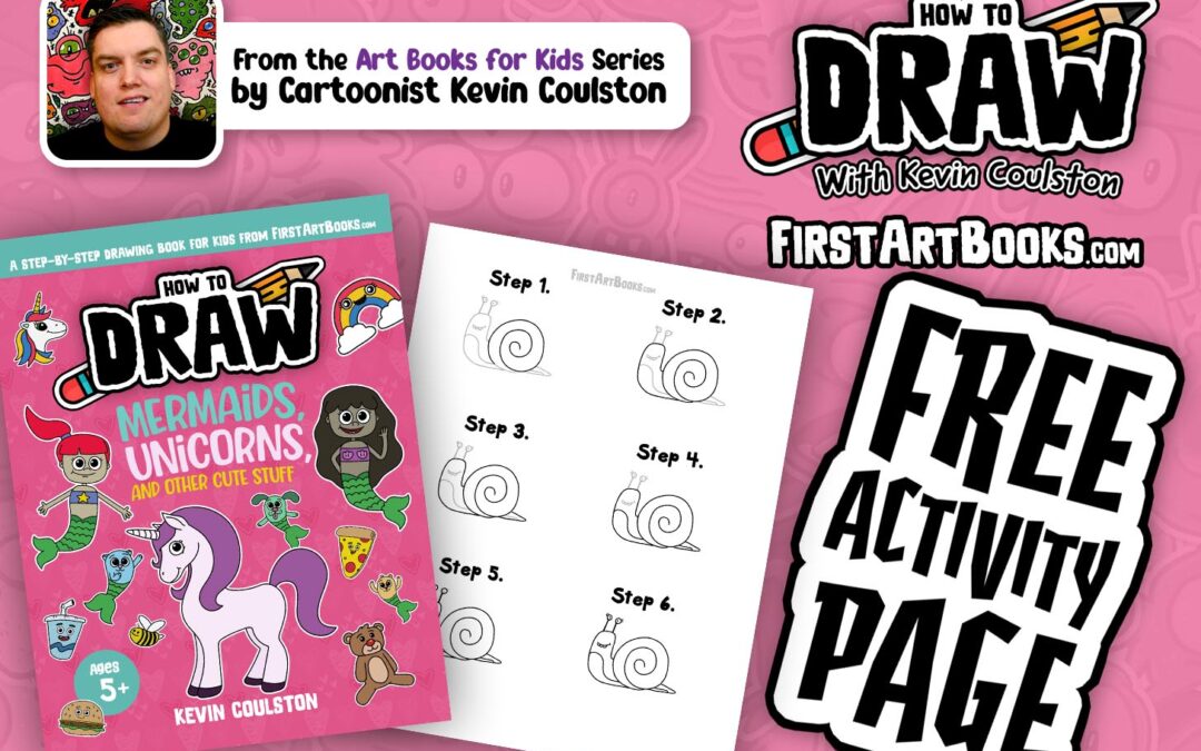 Free Activity Page: How to Draw a Snail in 6 Easy-to-Follow Steps | Beginner Drawing Worksheet | Learn to Draw Cute Stuff