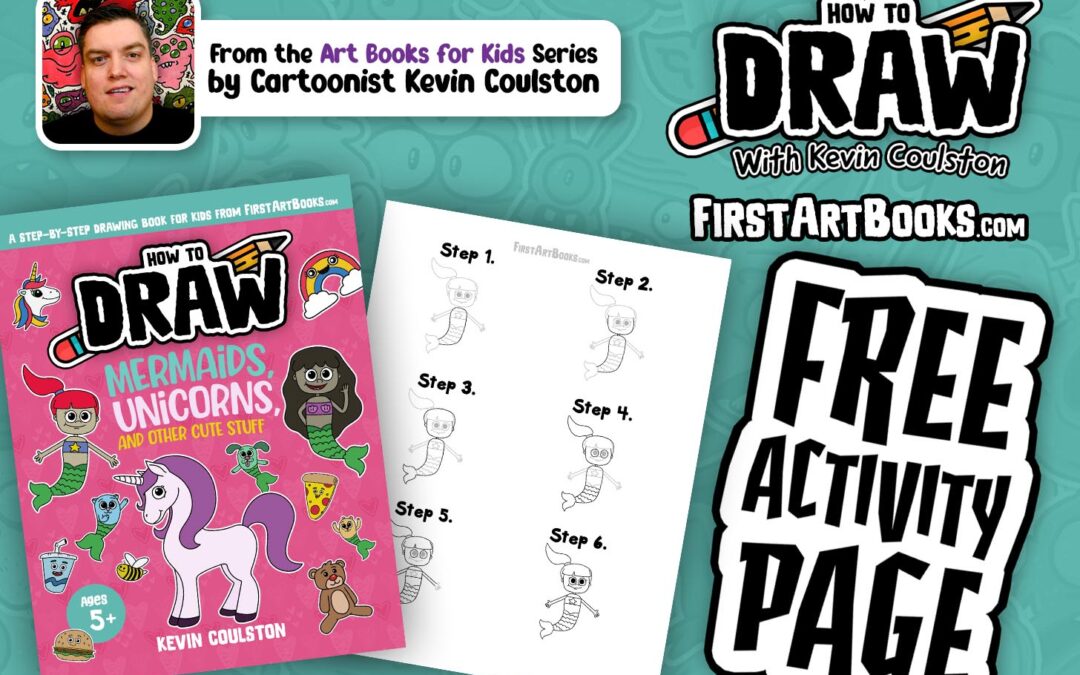 Learn How to Draw A Mermaid in 6 Easy Steps | From my Mermaids and Unicorns Drawing Book for Kids | Free Activity Page