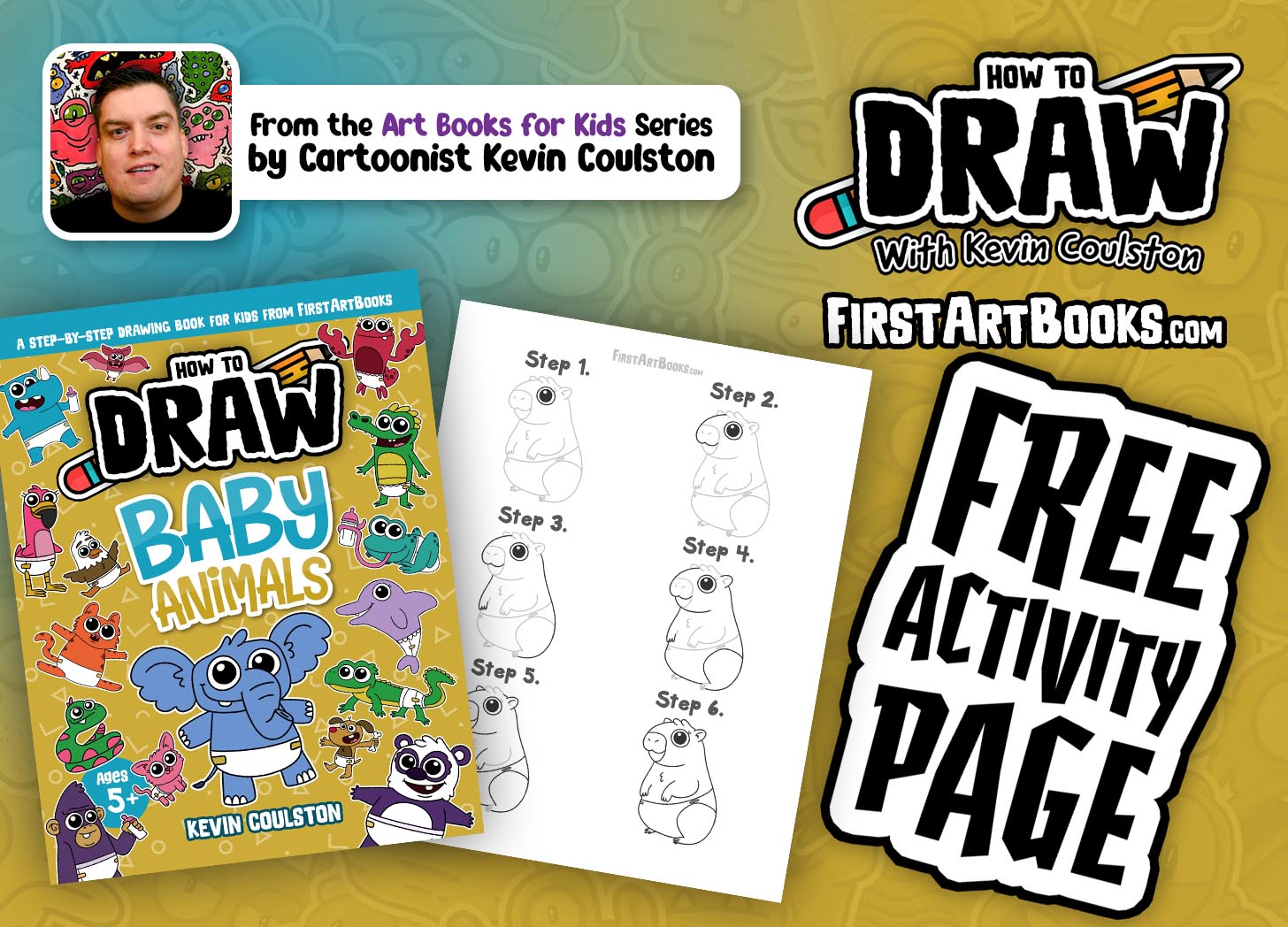 Free Activity Page: How to Draw a Baby Capybara in 6 Easy-to-Follow Steps | Learn to Draw Baby Animals