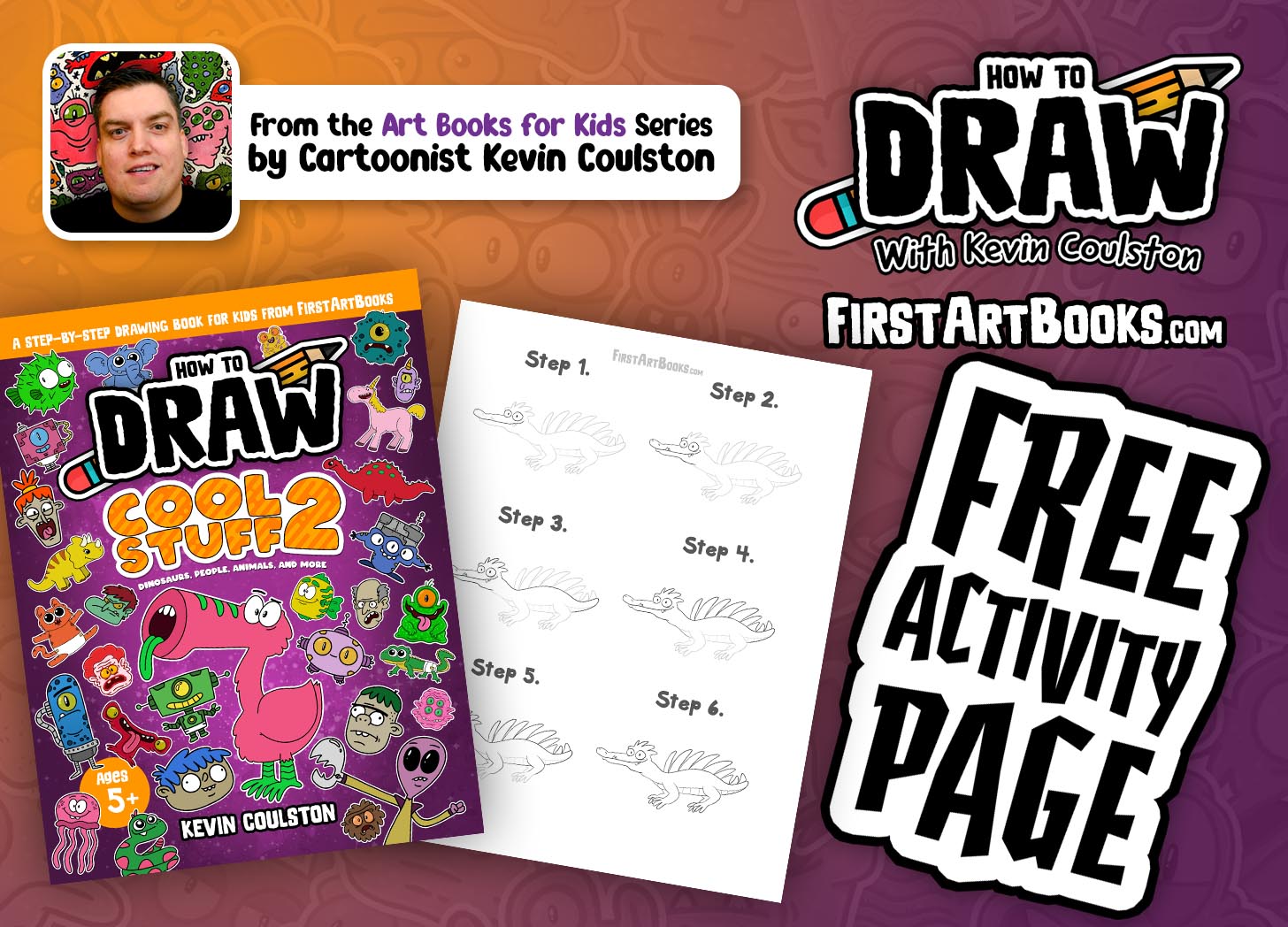 Free Activity Page: How to Draw a Silly Dinosaur | From – How to Draw: Cool Stuff 2 | A Step-by-Step Drawing Book for Kids