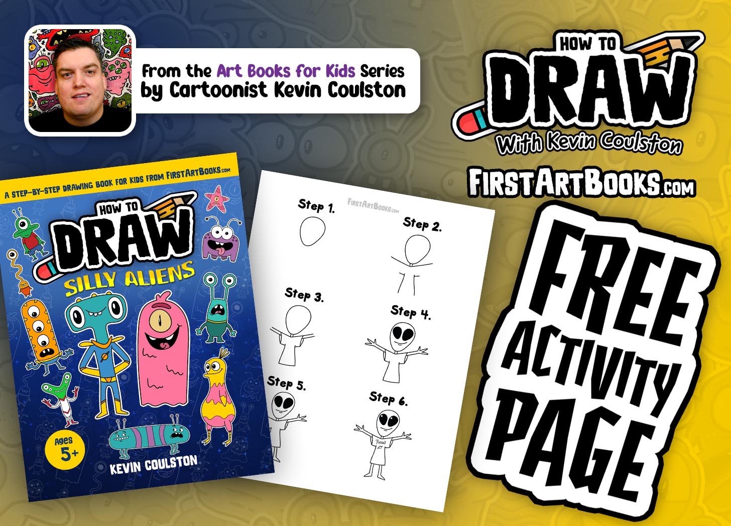 Free Activity Page: How to Draw A Grey Alien | Step-by-Step Drawing | Draw Cartoon Aliens for Fun!