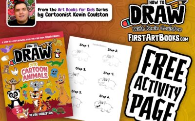Learn How to Draw a Hippo in 6 Easy Steps | Cute Animals Drawing Tutorial | Free Worksheet for Kids