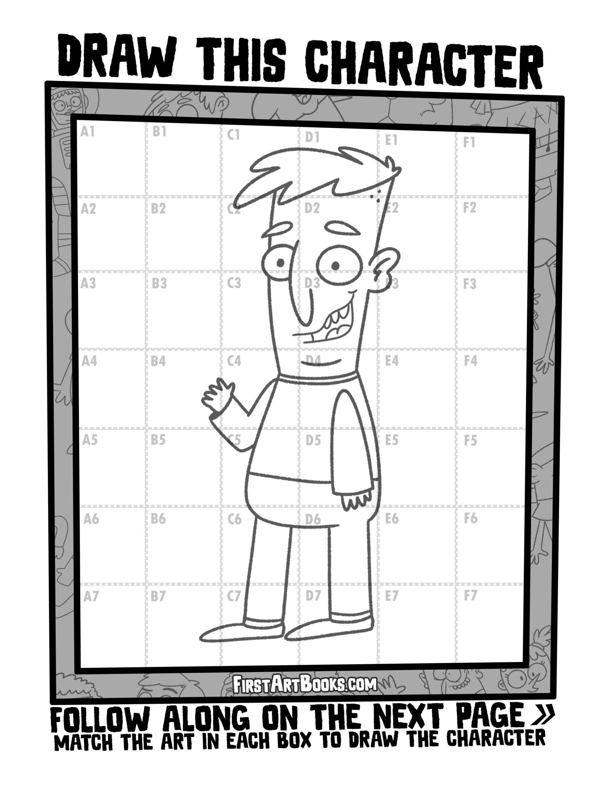 Draw by Grid: Cartoon People - A Grid Drawing Activity Book for Kids by Kevin Coulston - Image 4